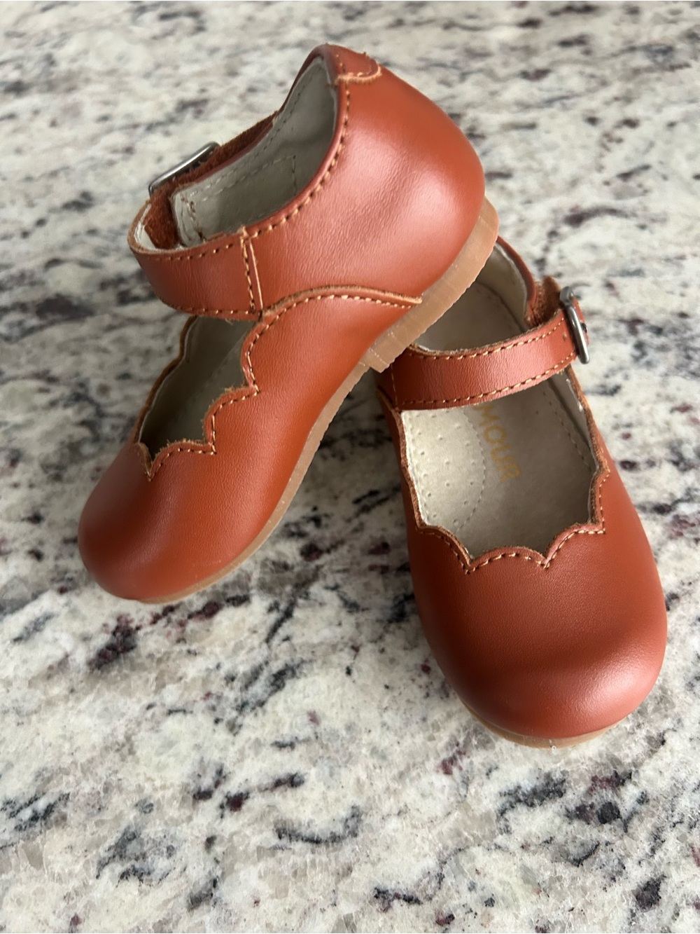 L'Amour Toddler Mary Jane Shoes in Cognac Brown